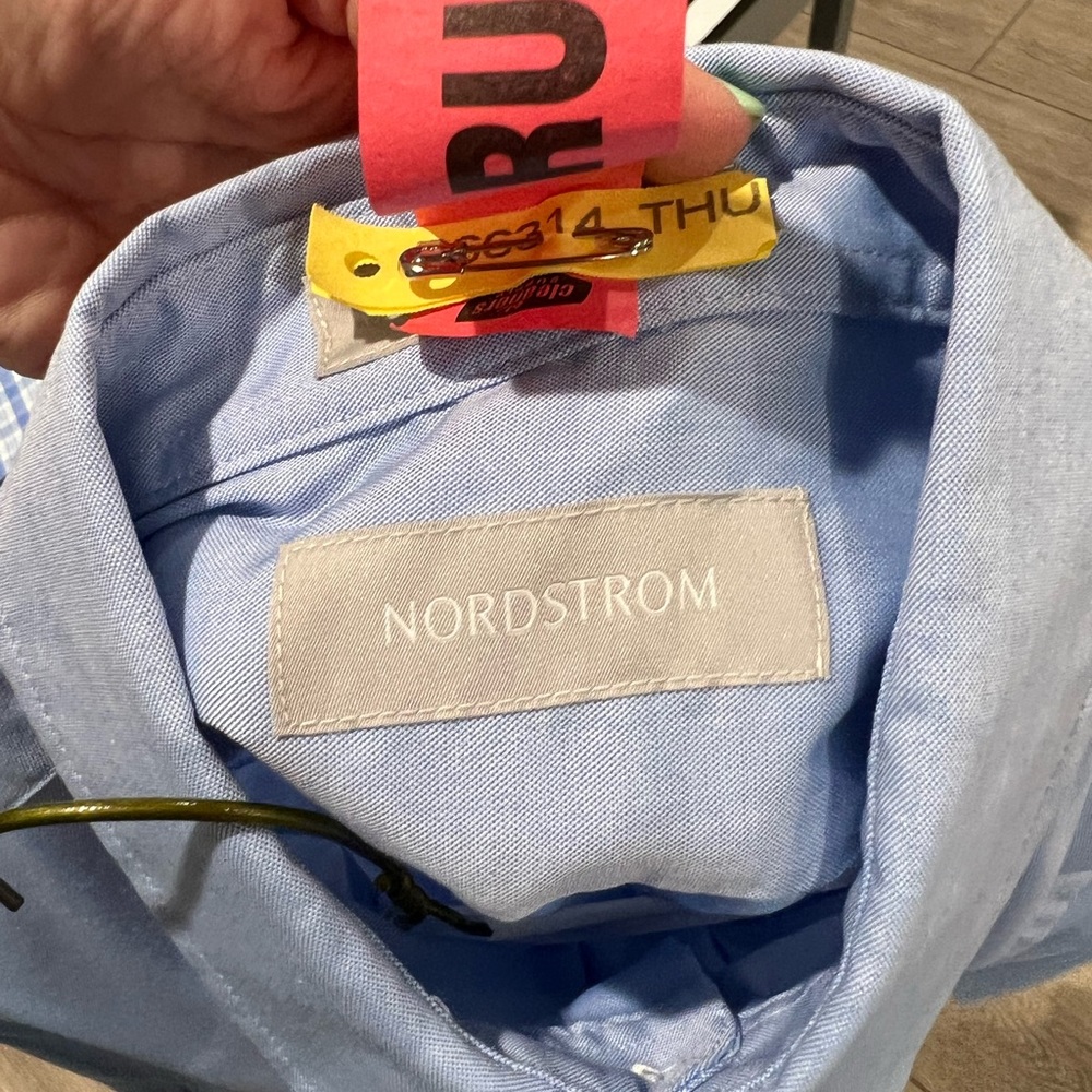 Nordstrom Kids’ Solid Dress Shirt Long-sleeve Button Down Oxford Blue Size 14 - Picture 5 of 6